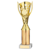 GOLD PLASTIC 'FLASH' CUP ASSEMBLED ON MARBLE (1in CEN) - 10in